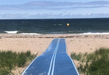 Accessible mat leading onto the beach at a provincial park